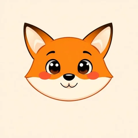 Cute Cartoon Fox Face – Minimalist Design | AI Art Generator | Easy-Peasy.AI