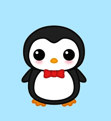 Kawaii Penguin with Red Bow Tie