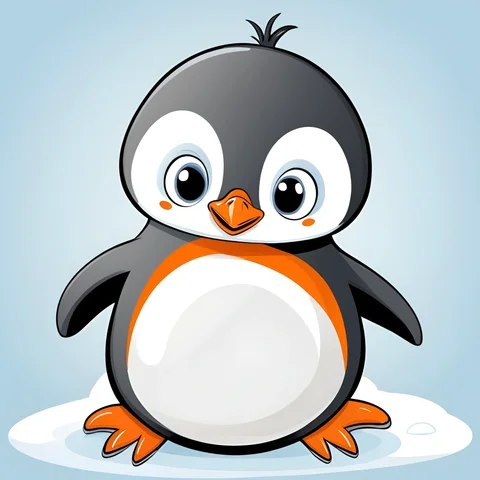Cute Cartoon Penguin Illustration - Free Download - AI Scribbles