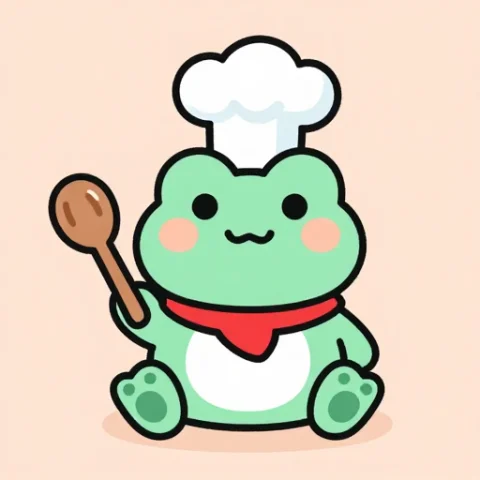 mint green chef frog