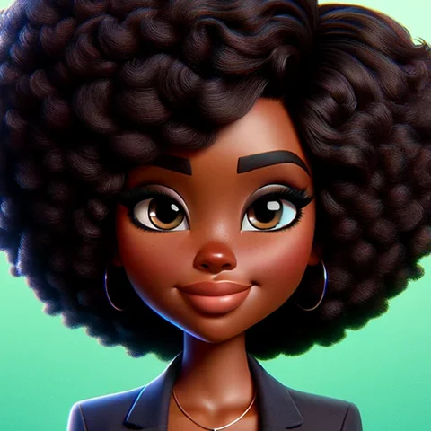 3D character Black woman, afro