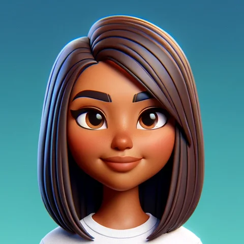 3D character woman, long dark hair