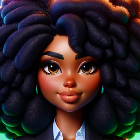 3D character Black woman, curly hair