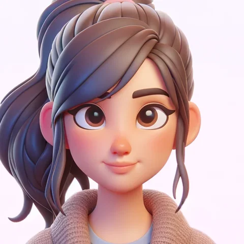 3D character woman, brown hair