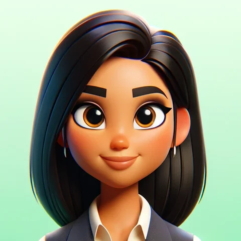 3D character young woman, dark hair