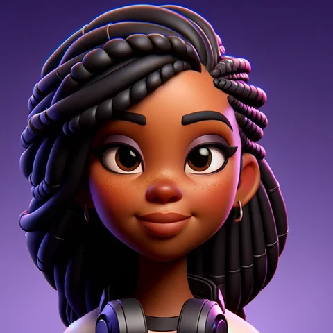 3D character Black woman, braids