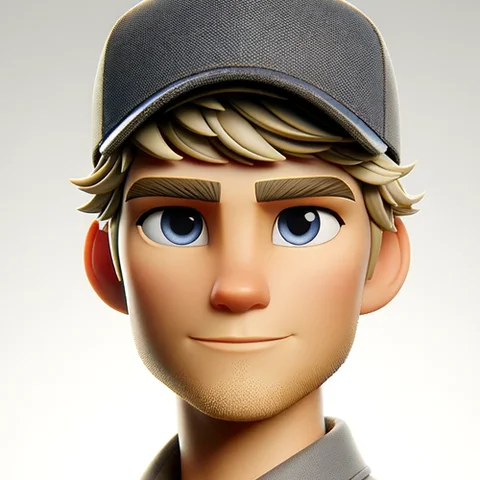 3D character young man, cap