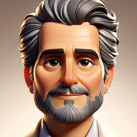 3D character older man, gray beard