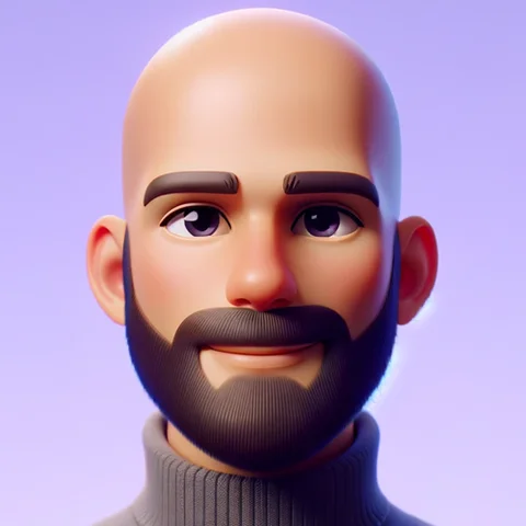3D character bald man with beard