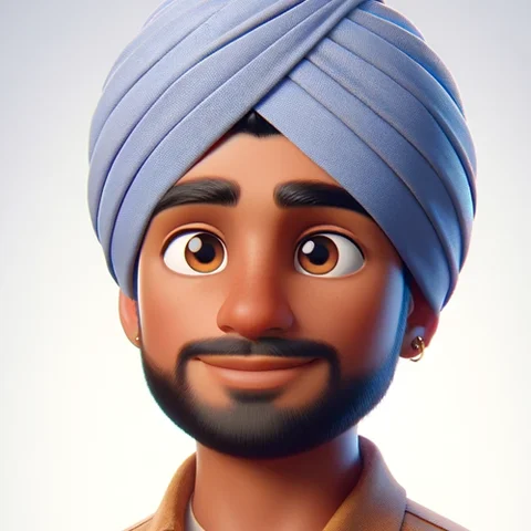 3D character Sikh man with turban and beard