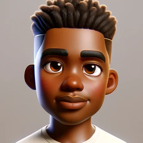 3D character Black man, short hair
