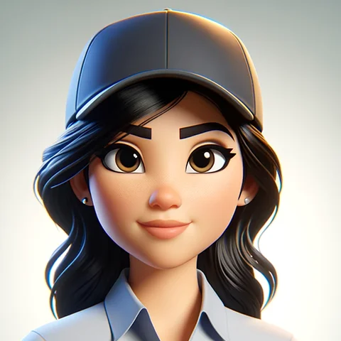 3D character Asian woman, cap