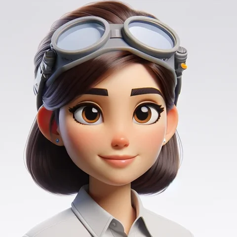3D character young woman with goggles on head