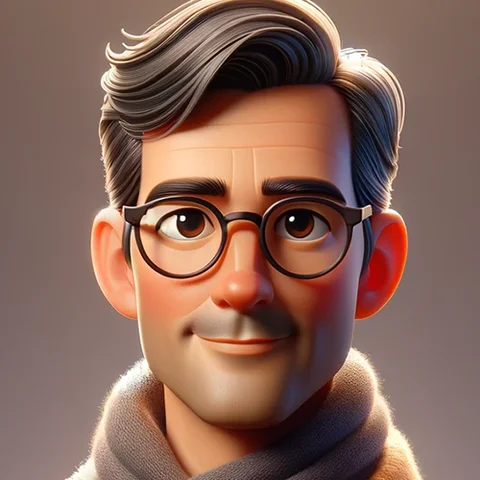 3D character man with glasses