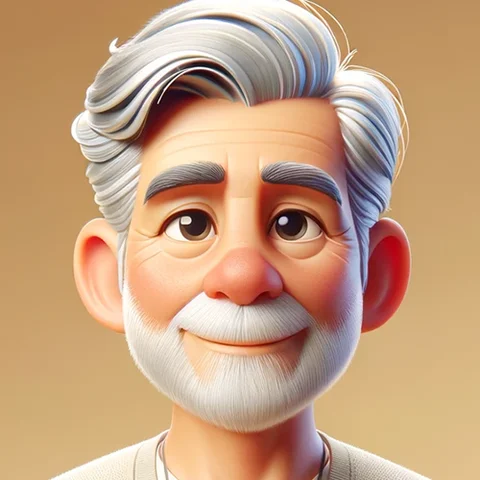 3D character older man, gray hair and beard