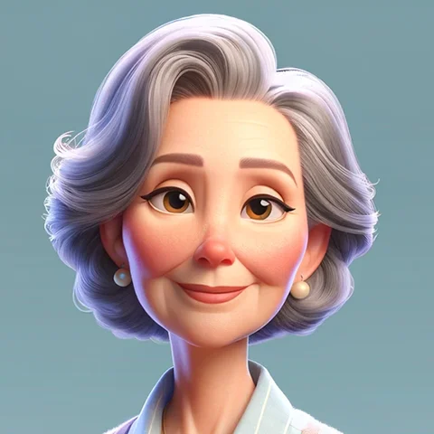3D character older woman, gray hair
