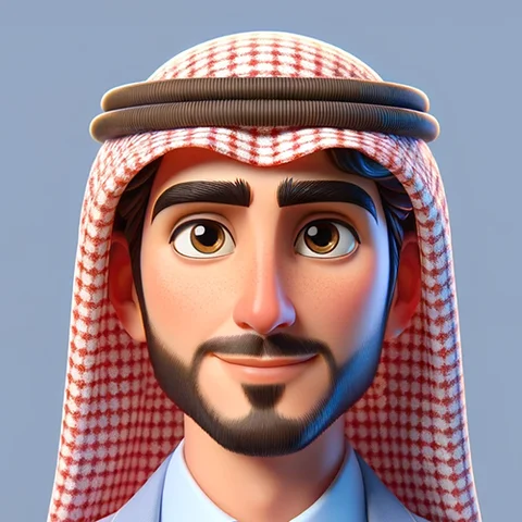 3D character Arab man, red keffiyeh