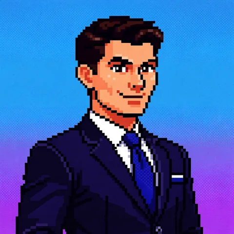 Retro pixel businessman