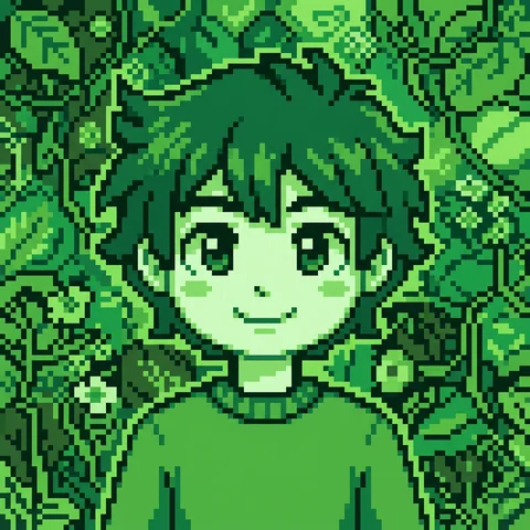 Green-haired forest youth