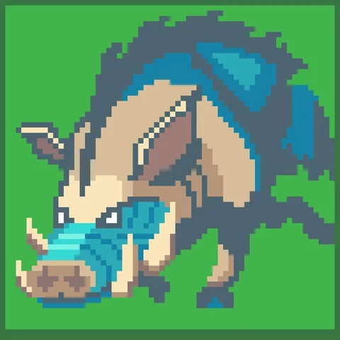 Blue-maned pixel boar