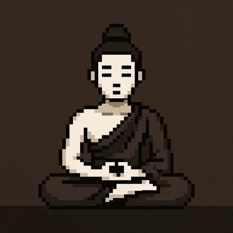 Minimal pixel meditation monk