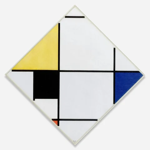Lozenge Composition with Yellow, Black, Blue, Red, and Gray (1921) painting in high resolution by Piet Mondrian. Original from The Art Institute of Chicago. Digitally enhanced by rawpixel.