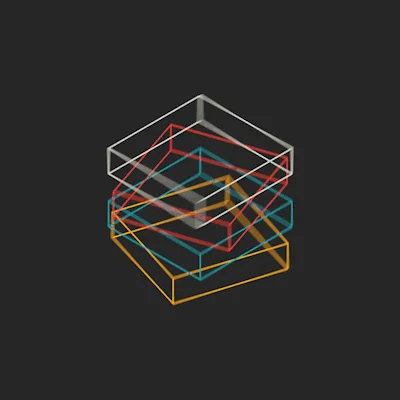 Layered wireframe cubes