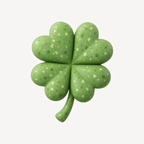 Green four leaf clover isolated on white background