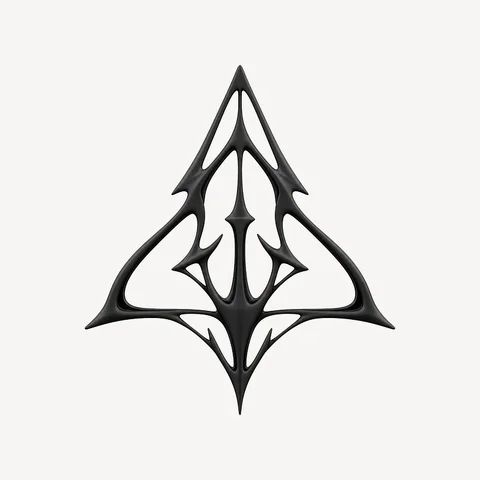 Abstract black futuristic emblem with sharp symmetrical geometric design