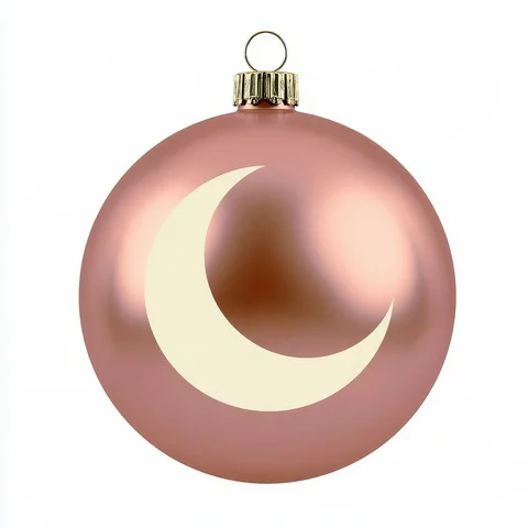 Rose gold crescent moon Christmas ornament