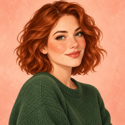 Auburn Hair and Green Sweater