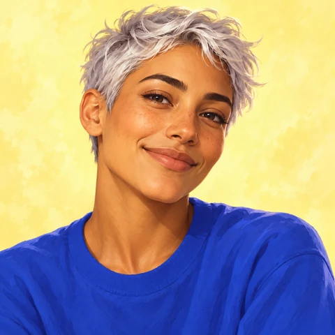 Silver Pixie Cut in Blue