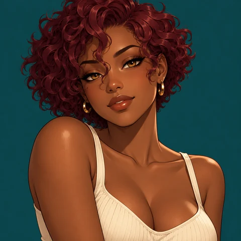 Ruby Curls on Teal