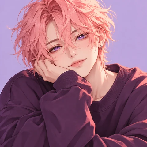Pink Hair and Plum Hoodie