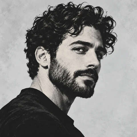Monochrome Curly Hair Portrait