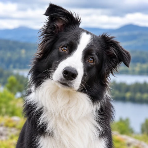 Border Collie by the Mountains