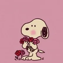 Snoopy Holding Flowers