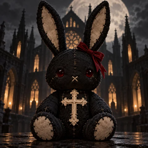 Black Bunny with a Cross