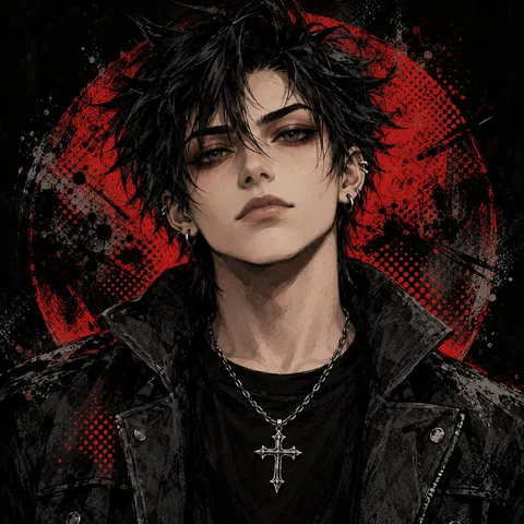Punk Portrait with a Cross Necklace