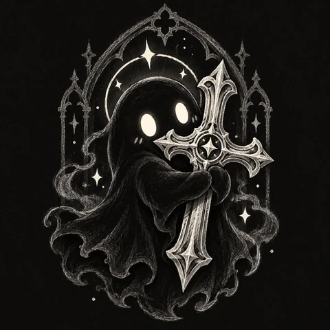 Little Ghost Holding a Cross