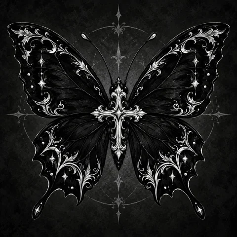 Gothic Butterfly and Cross