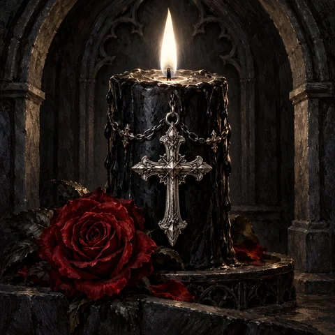 Black Candle and Red Rose