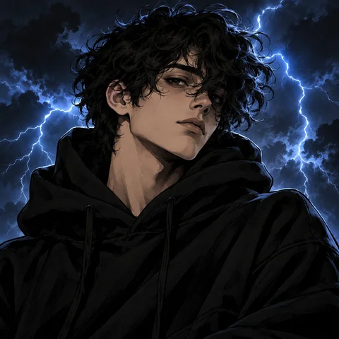 Blue Lightning Hoodie Portrait