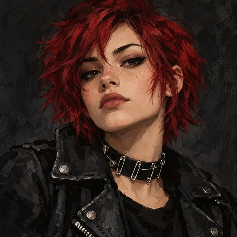 Crimson-Haired Punk Portrait