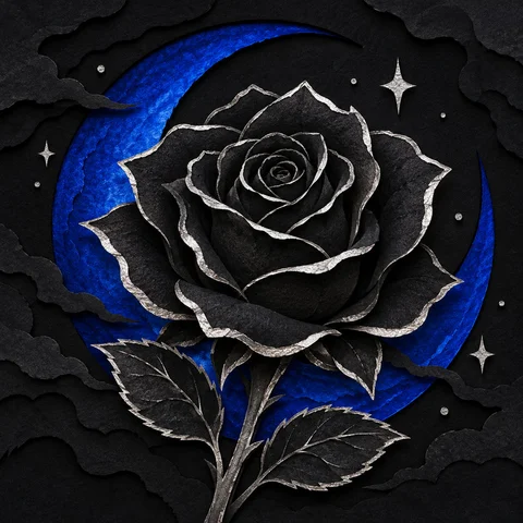 Black Rose and Blue Crescent