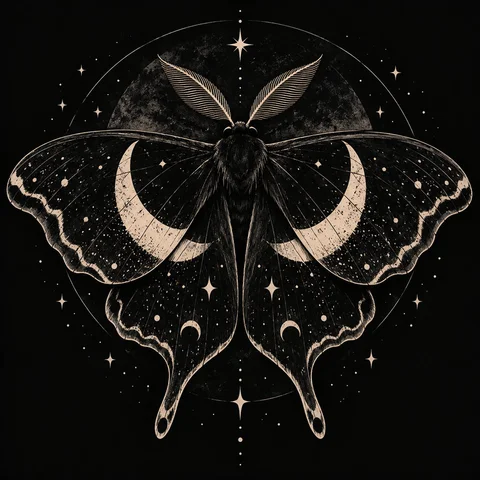 Moon-Marked Black Moth