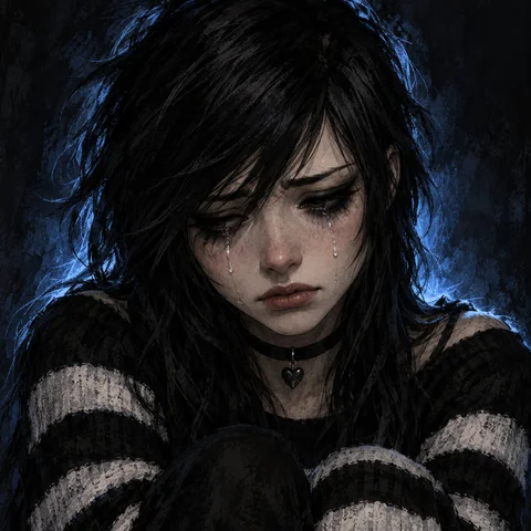 Blue-Lit Melancholy Portrait