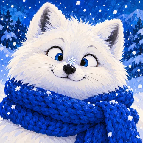Arctic Fox in a Blue Scarf