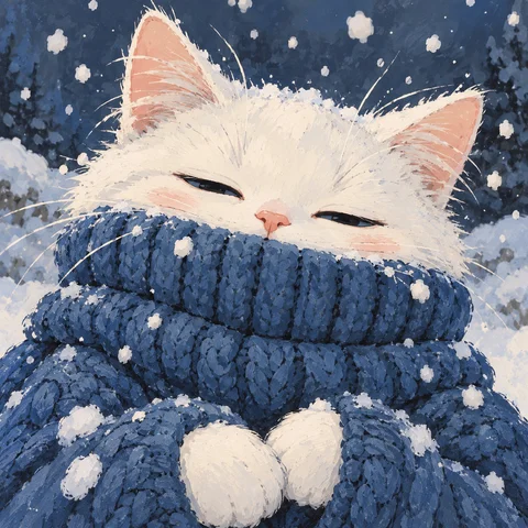 Sleepy Cat in a Blue Sweater