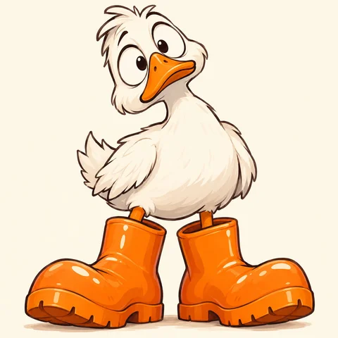 Duck in Oversized Rain Boots